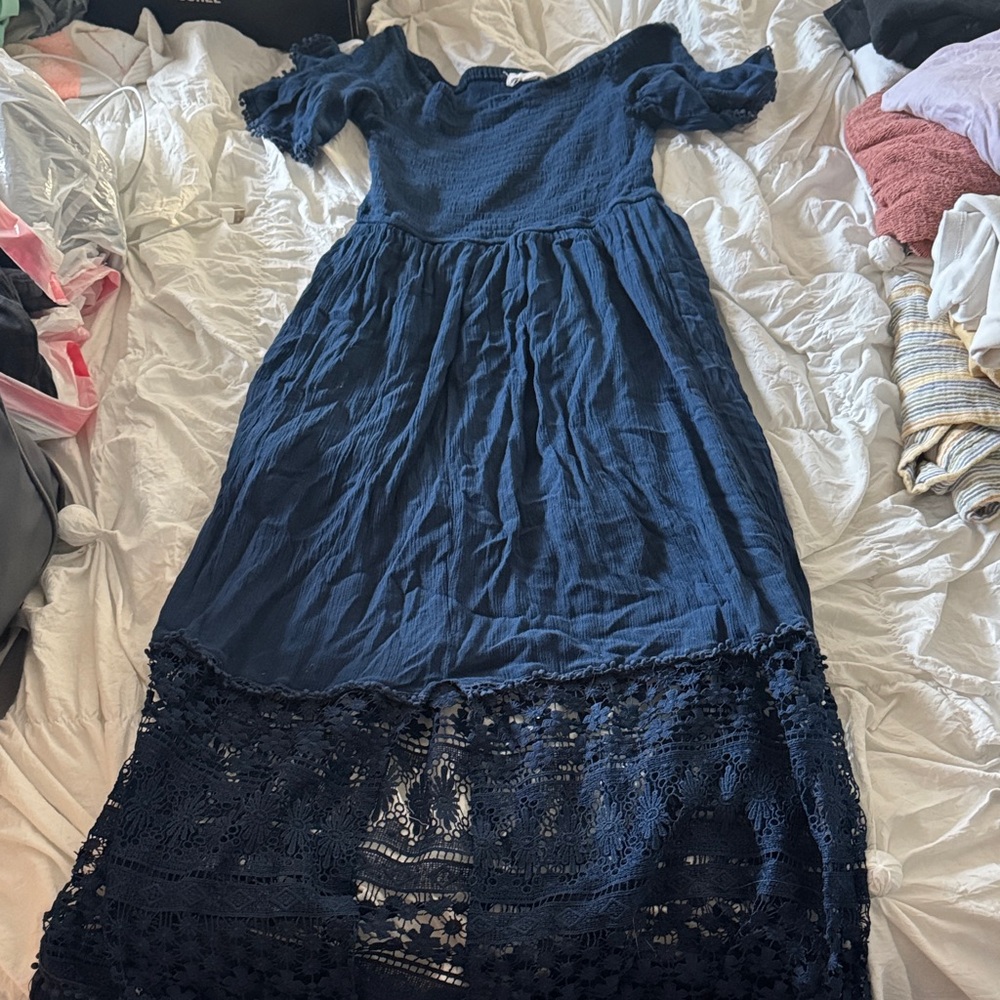 Elegant Navy Kids Dress with Lace Detail